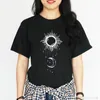 サンムーンプリントTシャツ女性ファッションカジュアル半袖ビンテージ流行に敏感な夏の特大ティーシャツトップス服210518