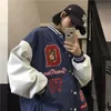 Мужские куртки хип-хоп варьистость куртки мужские пушистые буквы вышивка колледж женские женские хараджуку мода старинные бейсбольные униформа