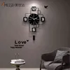 MEISD Orologio da parete creativo Orologio quadrato moderno Adesivi neri Home Decor Room Horloge Silent Living Room Decoration 211110