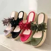 Mcckle kvinnor sommar sandaler damer öppen tå glid på blomma plattform thong skor kvinna mode komfort casual kvinnlig sandalias y0721