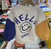 Garçons souriant visage lettre imprimé sweat enfants patchwork couleur à manches longues pull enfants velours chaud pull Q29954097829