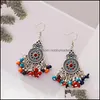 Dangle & Chandelier Earrings Jewelry Retro Womens Blue Beads Tassel Jhumki Indian Ethnic Bohemia Sier Color Alloy Drop Delivery 2021 Shf5M