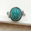 Cluster Rings Genuine Natural Green Turquoise Quartz Adjustable Ring Oval 12x10mm 925 Sterling Silver Bead