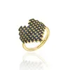 Kubischer Zirkon-Diamant-Herzring, Bandfinger, 18 Karat Gold, verstellbare Ringe für Frauen, Verlobung, Hochzeitsgeschenk, Modeschmuck, Will und Sandy
