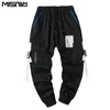 Misniki 2020 höst hip hop joggers män svart harem byxor multi ficka band man sweatpants streetwear casual mens byxor jp54 y0927