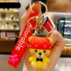 Niedźwiedź owocowy Brelok Kreskówka Zwierząt Samochód Key Chain Pierścień Kobiety Męskie Biżuteria Charms Moda Trend Torba Wisiorek Para Breloki Akcesoria