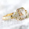 Wedding Rings For Women Cubic ZIrconia Square Stone Ring Luxury Gold Color Engagement Accessories