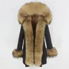 Women's Fur Women's & Faux MENINA BONITA 2022 Winter Jacket Women Real Coat Natural Collar Hood Loose Long Parkas Big Outerwear