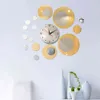 3D настенные часы зеркало наклейки на стенах большие декоративные кухонные часы акриловые наклейки самостоятельно сдвижные часы декор гостиная 210325