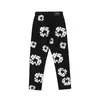 Men's Jeans Style Patchwork Casual Flower Print Mens Vibe Straight Pants Harajuku Ripped Oversize Denim Trousers Streetwear