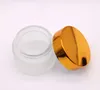 Frost Glass Cream Jar Bottle 10g 20g 30g 1oz Empty Container Cosmetic Jars with Black Gold Lid