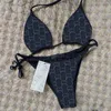 Rhinestone Womens Swimwear Bikinis Sets Luxury Letter Printed Women Swimsuit Ladies Sexy Halter Push Up Bathing Suits