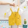 2021 Nouvelle mode jaune bébé garçon vêtements t-shirt + shorts imprimés enfants vêtements ensembles enfant garçon costume enfants vêtements pour 1-4 ans X0802