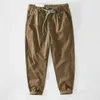 夏の男性のズボン薄い綿の緑の巾着鉛筆貨物ズボンGa-Z339 210715