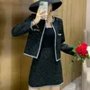 Hohe Qualität Herbst Winter Tweed 2 Stück Set Frauen Elegante Vintage Woll Jacke Mantel Und Mini Rock Anzüge Ensemble Femme 210514