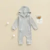 Automne nouveau-né bébé barboteuse vêtements chauds enfants garçon fille coton tricoté côtelé combinaison Oblique fermeture éclair solide vêtements tenue