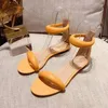 Sandali con cintura parola europea e americana donna estate 2021 scarpe piatte in pelle di pecora nuovo stile donna tacco piatto tutto-fiammifero punta aperta sexy taglia 35-41