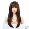 20 inç düz sentetik peruk eğimli saçaklı kahverengi renk perruques simülasyon insan saç peruk peruk-263
