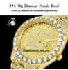 MISSFOX 2021 éternité 2643 2 Hip hop Mode Hommes Montres CZ Diamant Incrustation Cadran Quartz Mouvement Hommes Montre Glacé Diamants Alliage 249c