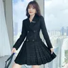 Vestido de traje de fragancia pequeña francés negro Fried Street otoño e invierno 2021 espectáculo de cintura delgado plisado Amazon vestidos casuales