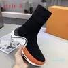 Women Luxury Designer Sneaker Letterned Socks Martin Boots Platform Non Slip Lady Winter Booties بحجم 35-40