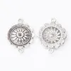 50pcs 2821MM Antique Vintage silver color flower connector charm metal alloy pendants for bracelet necklace diy jewelry making6748852