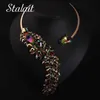 Lyxigt stort vatten droppe gradient kristall metall svans halsband dam mode prong inställning rhinestone prom brud smycken h1022