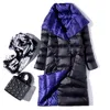Mode Vinter Ultra Light Duck Down Jacket V Nacke Dubbelsidig Medium Long Coat Ladies Plus Size Parkas Mujer 210525
