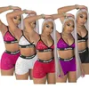 Femmes deux pièces haut soutien-gorge costumes Sexy couleur pure charmant amusant sous-vêtements en dentelle soutien-gorge + short ensemble sans manches vêtements de sport 2022 tendances