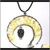 Halsband 7 chakra kvarts natursten träd av liv uggla halsband mångfärgad hängande charms mode smycken droppe ship 380013 2h8nb 93fjy