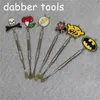 100pcs Wax dabbers Dabbing tool with badge smoking 120mm glass dabber tools Stainless Steel Pipe CleaningTool silicone containers