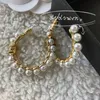 hoop earring fashion Jewelry pearls C hoops stamped earings Accessories good quality