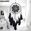 Sztuka i rzemiosła Czarny DreamCatcher Handmade Wind Chimes Pokój DIY Wiszące Wisiorek Pióro Koralik Dream Catcher Home Wall Art Hangings 1380 T2