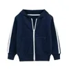 Boys Girls Zipper Sweatshirt Spring Autumn Cardigan Casual Long Sleeve Baby Hooded Sport Top Jacket Kids Cotton Outerwear 211110