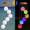 Cor mudando a energia solar vento carrilhão bola de cristal led pendurado girador lâmpada à prova dwaterproof água ao ar livre windchime luz festa Decoration208h