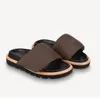 Hommes Piscine Oreiller Pantoufle Pantoufles Velcro Rembourrage En Nylon Femme sandale Lettre Imprimé pantoufles Confort Mule Designer En Cuir Coucher De Soleil Plat Glissière Sandale