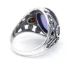 Cluster Rings S925 Sterling Silver Purple Agate Stone Women Ring With Red CZ Elegant Vintage Onyx Finger For Men Female Fine Jewelry