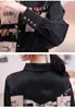 Camicetta da donna con colletto rovesciato alla moda Camicetta da donna stile coreano Camicia vintage a maniche lunghe con stampa nera Top Blusas 8166 50 210506