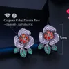 Geometrische große Blume lila rot Zirkonia Pave Ohrstecker für Frauen Luxus CZ Hochzeit Brautschmuck CZ879 210714