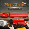 Le modèle de train à vapeur magique blocs de construction moule roi 12010 APP RC trains motorisés assemblage briques éducation enfants cadeaux de noël jouets d'anniversaire pour les enfants