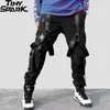 Hip Hop Cargo Spodnie Kieszenie Mężczyźni Streetwear Harajuku Harem Spodnie Klamra Wstążka Joggers Spodnie Czarne Hiphop Spodnie dresowe Jesień 210702