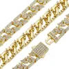 New High Quality Fashion Design Chain Mens Bracelet 10mm Gold Plated Iced Micro Pave Cubic Zirconia Hip Hop Luxury Jewelry for Punk Party Gift for Men and Women