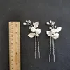 Hecho a mano de diamantes de imitación de cristal perlas de agua dulce flor peineta para novia conjunto de alfileres accesorios de boda Clips de joyería para mujer pasadores