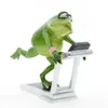 MyBlue Kawaii Garden Animal Resin Running Sport Dusch Frog Figur Miniatyr Nordiska Hem Rum Table Dekoration Tillbehör 210811