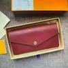 M61182 wallet Clutch Purses classic luxury designer quality ladies M62125 SARAH embossed envelope style long coin purse with box