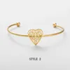 Wildfree Boho Estilo Hollow Out Star Heart Bangles Aberto para Mulheres Ouro Aço Inoxidável Sun Cuff Bangle Moda Jóias Atacado Q0719