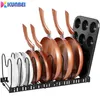 Kunbei Pot Rack Pot e Organizador Pan para Gabinete Expansível Panelas Pots Tampa Organizador Rack Suporte Pot Rack Organizador 10 Divisores 211110