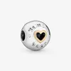 100% 925 Sterling Silver Love Family Heart Clip Charms Fit Pandora Original Bracelet à breloques européen Mode Femmes Mariage Fiançailles Bijoux Accessoires