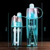 New Creative Spray Water Bottle Portable Atomizing Outdoor Sports Gym Drinking Drinkware Bottles Shaker 400ML 600ML