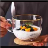 Drinkware Kitchen, Saving Bar Home Gardentransparent Gold Rim Glass Breakfast Tazza colazione, farina d'avena domestica Grande Capacità Latte Bere tazza con